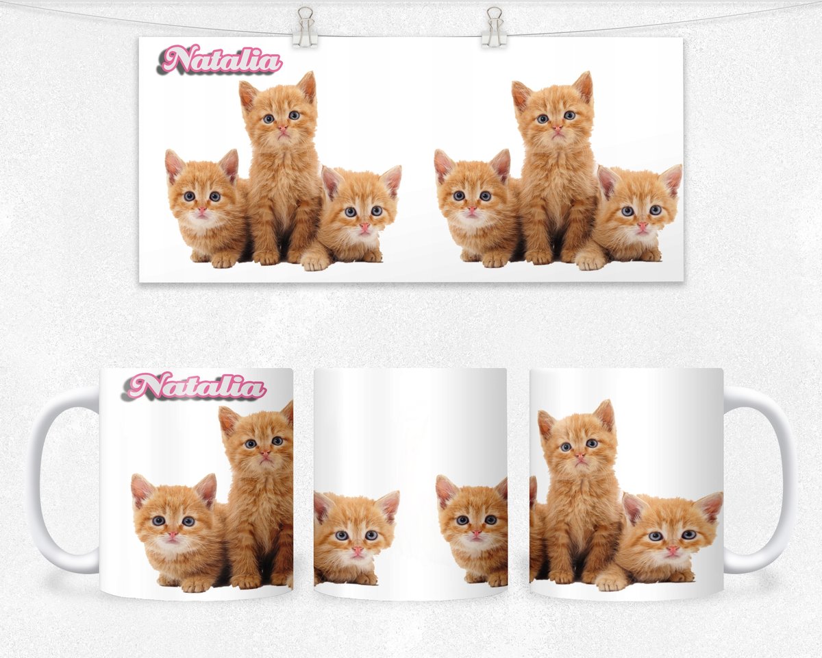 KUBEK Z NADRUKIEM- PREZENT KOTY KOTKI +IMIĘ