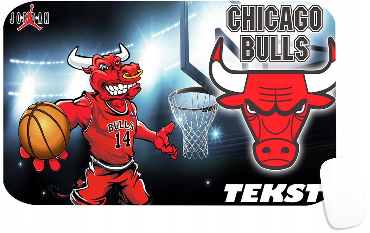 PODKŁADKA POD MYSZKĘ Z CHICAGO BULLS NBA BASKET PREZENT -TEKST -29X36