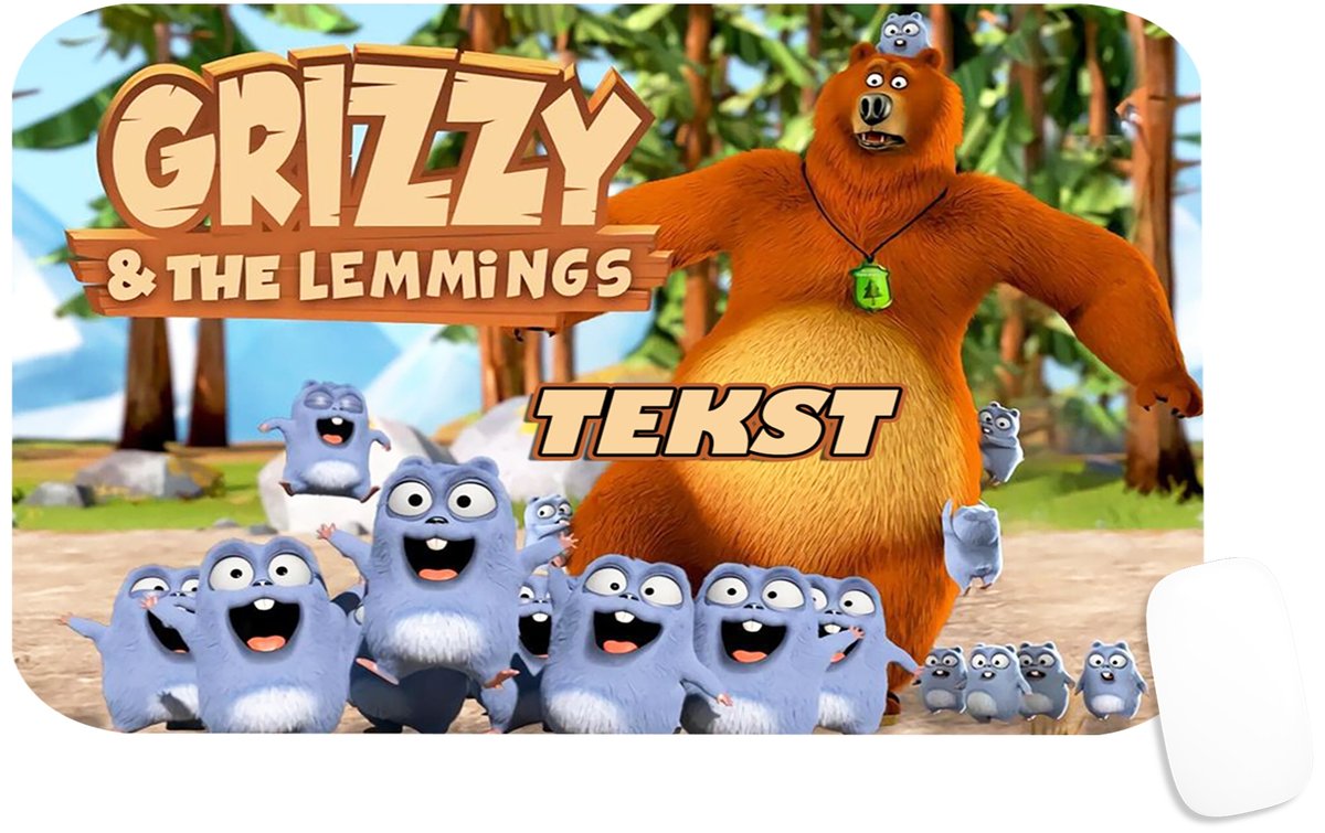 PODKŁADKA POD MYSZKĘ Z NADRUKIEM GRIZZY LEMINGI PREZENT -TEKST -29X36