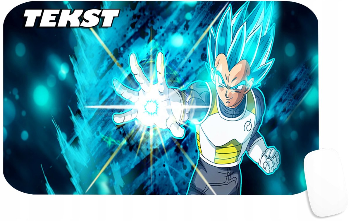 PODKŁADKA POD MYSZKĘ Z DRAGONBALL VEGETA ANIME PREZENT -TEKST -29X36