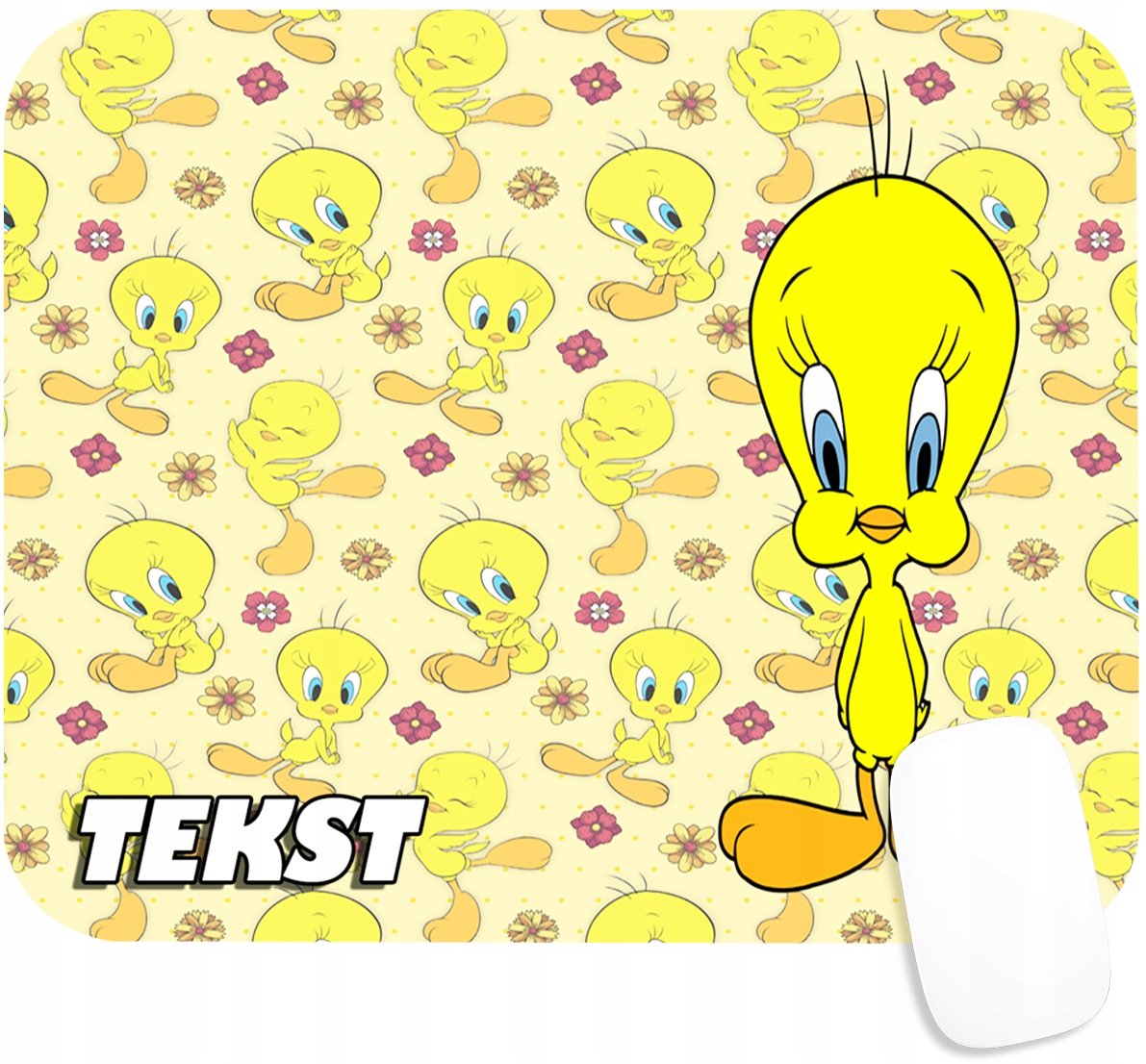 PODKŁADKA POD MYSZKĘ Z NADRUKIEM TWEETY KANAREK PREZENT -TEKST -20X24