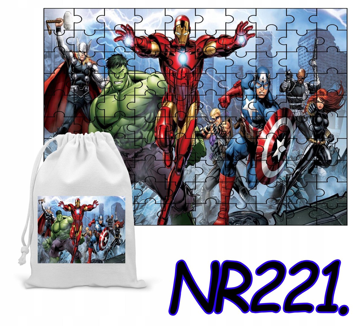 PUZZLE 110 EL. UKŁADANKA PREZENT IRON MAN AVENGERS + WORECZEK Z NADRUKIEM