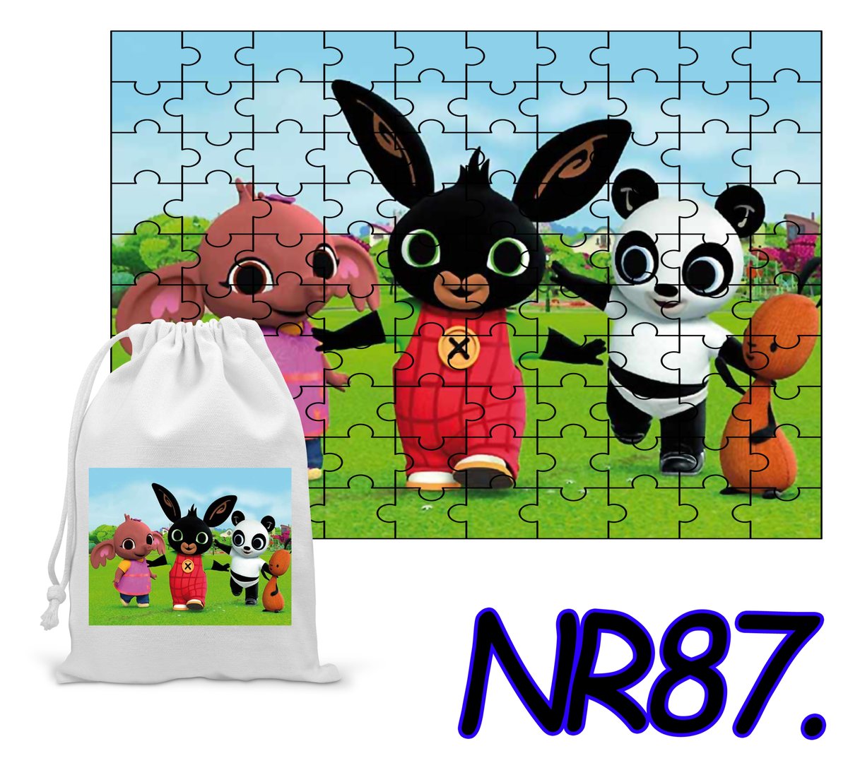 PUZZLE 192 EL. UKŁADANKA PREZENT KRÓLIK CZARNY + WORECZEK Z NADRUKIEM