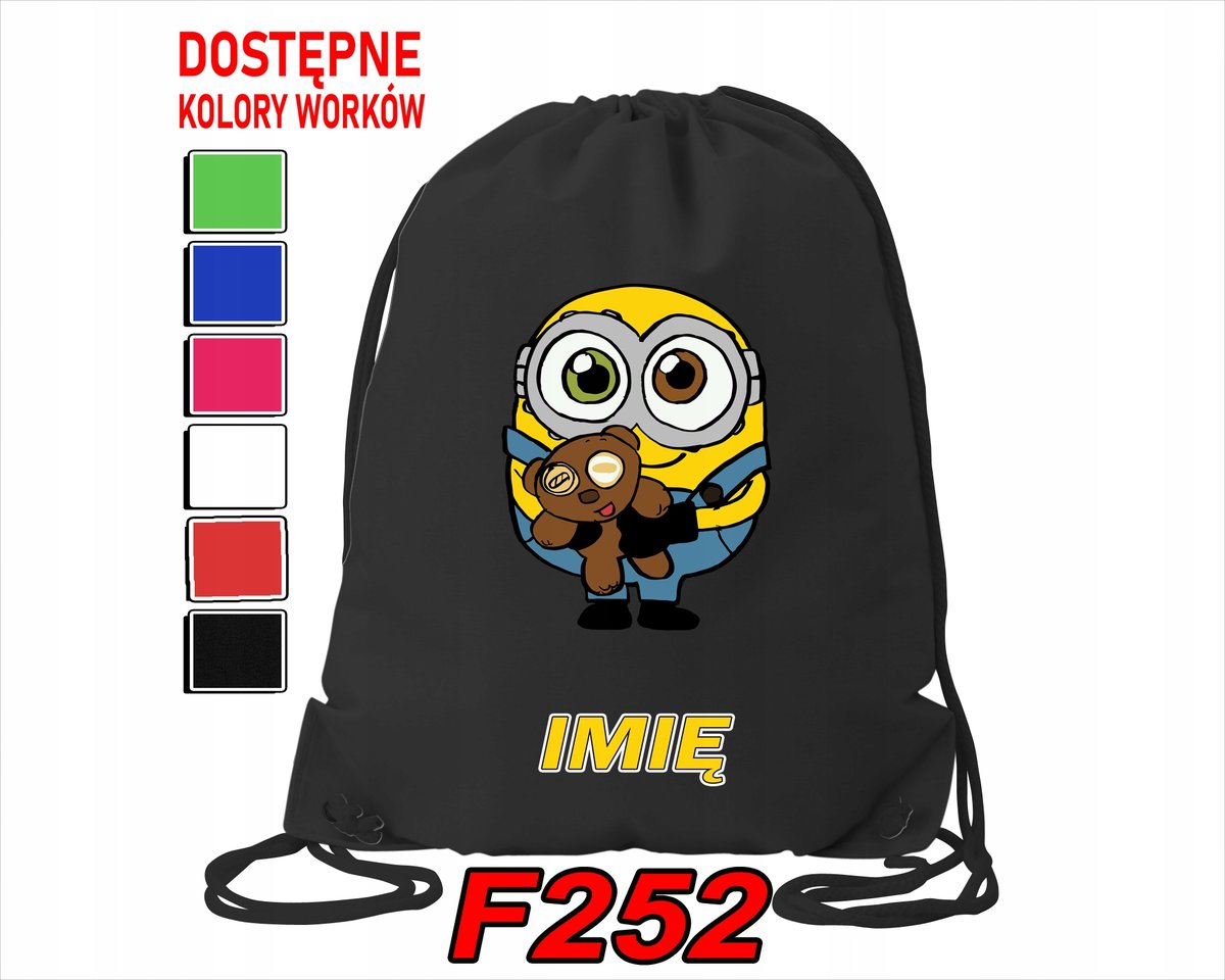 WOREK SZKOLNY NA WF SPORTOWY NA BUTY DLA DZIECI MINIONKI - IMIĘ