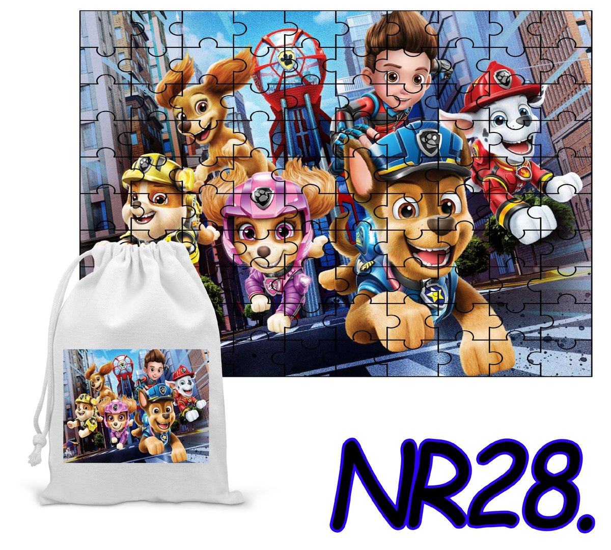 PUZZLE 110 EL. UKŁADANKA PREZENT PSI PATROL PIESKI + WORECZEK Z NADRUKIEM
