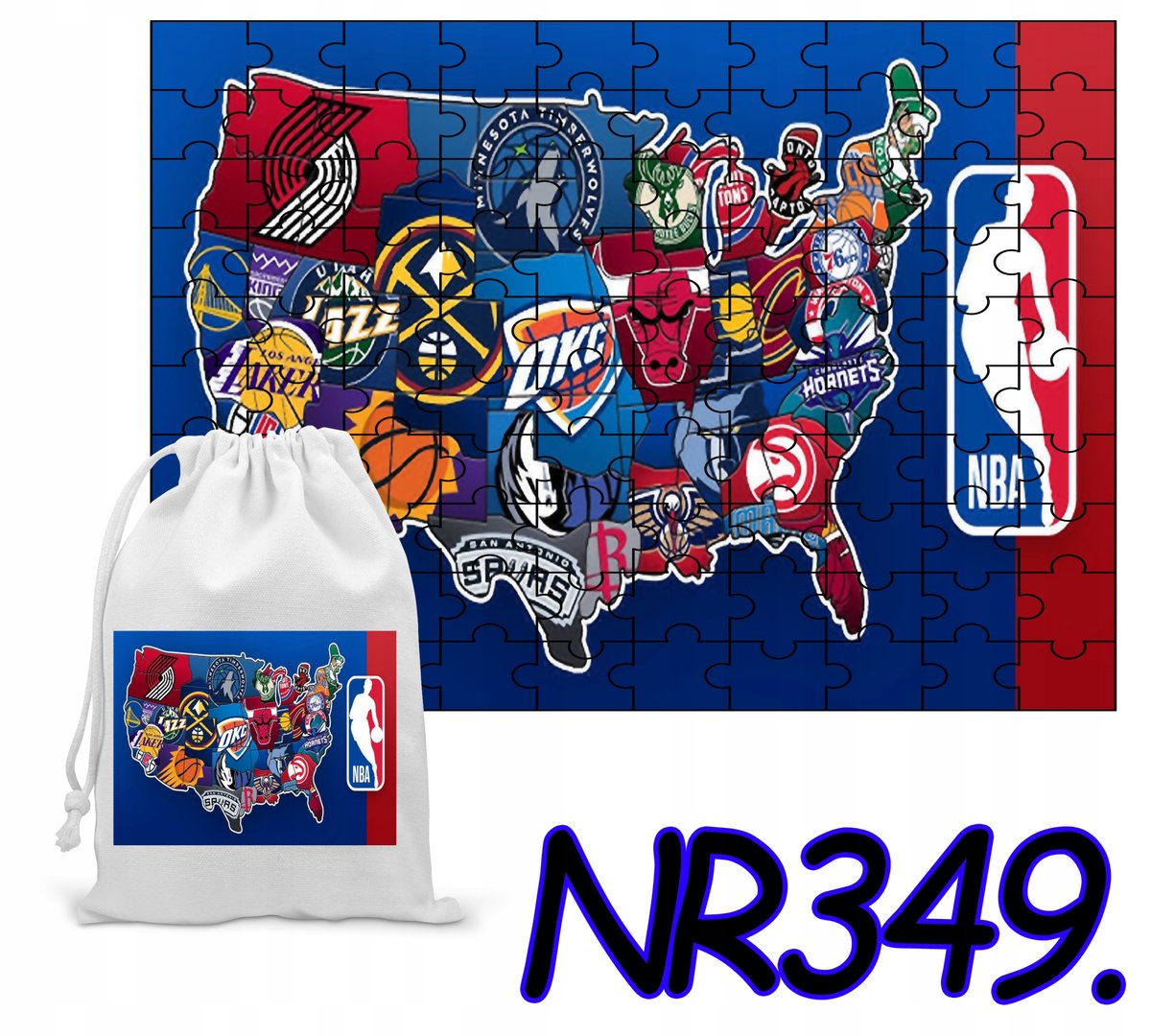 PUZZLE 252 EL. UKŁADANKA PREZENT KOSZYKÓWKA NBA +WORECZEK Z NADRUKIEM