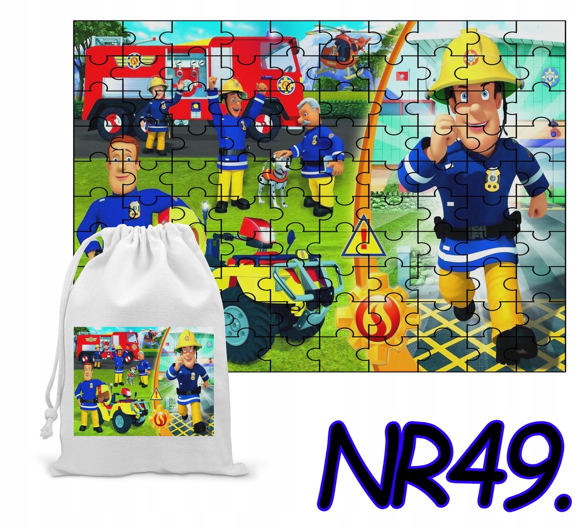 PUZZLE 110 EL.UKŁADANKA PREZENT STRAŻAK SAM + WORECZEK Z NADRUKIEM