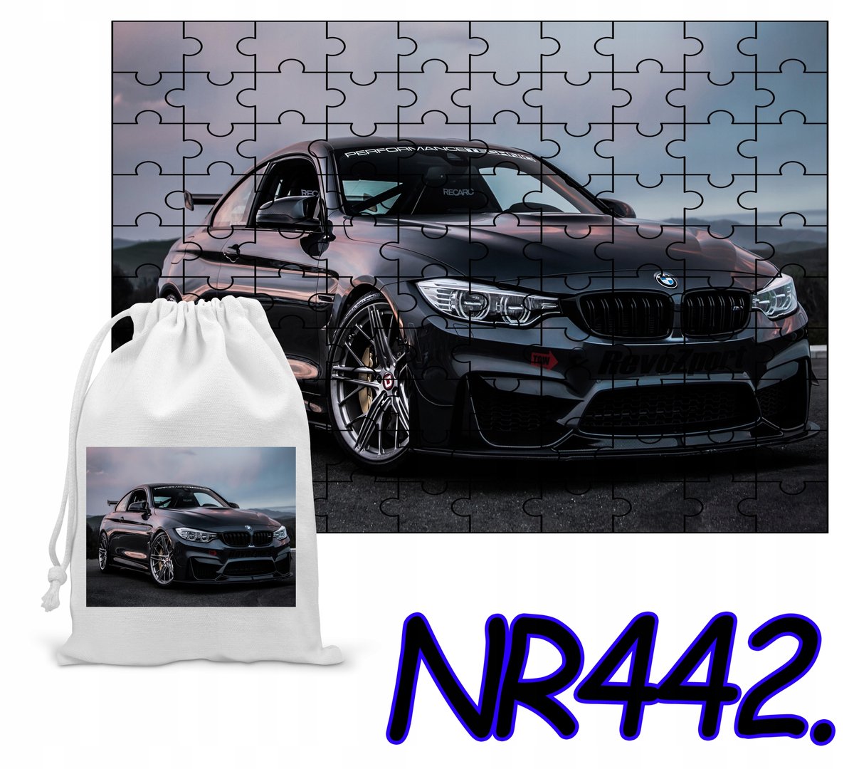 PUZZLE 96 EL. UKŁADANKA PREZENT SAMOCHODY BMW AUDI +WORECZEK Z NADRUKIEM