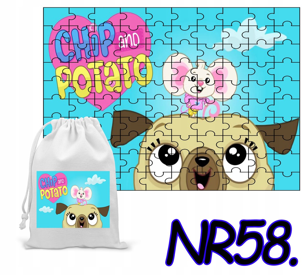 PUZZLE 35 EL. UKŁADANKA PREZENT FRYTKA KARTOFELCIA+ WORECZEK Z NADRUKIEM