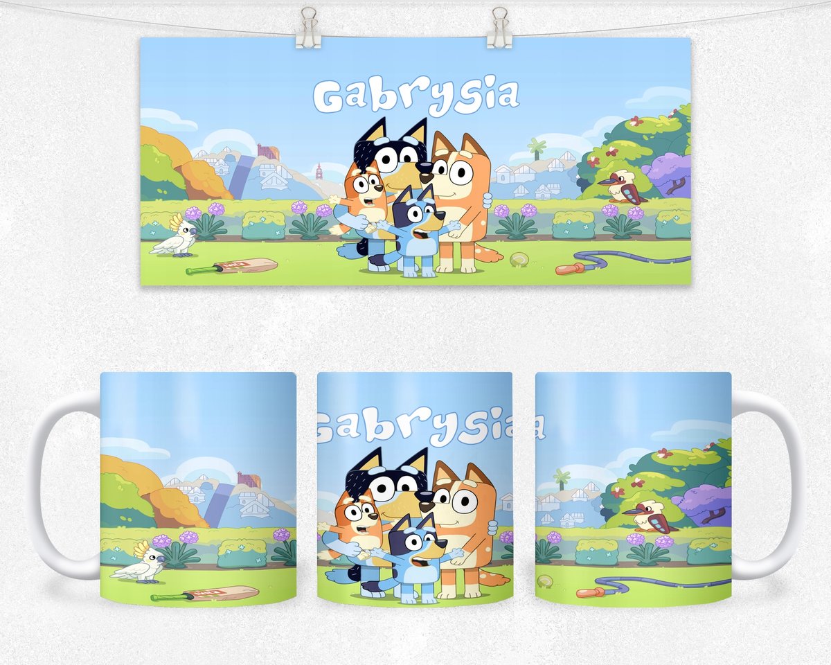 KUBEK Z NADRUKIEM- POSTACIE Z BAJEK PIES +IMIĘ