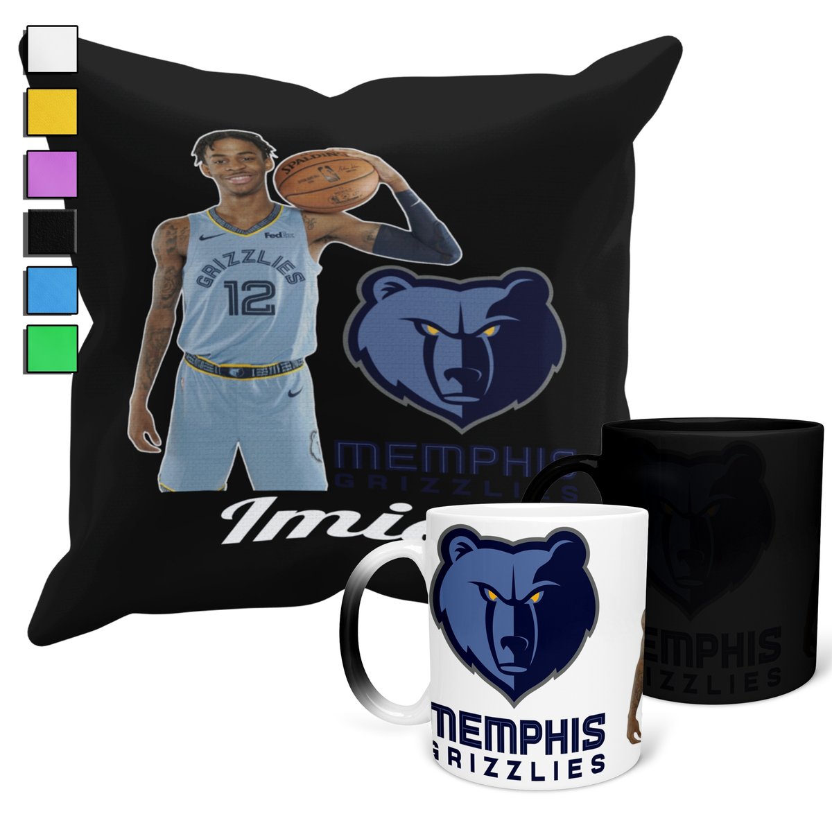ZESTAW KUBEK MAGICZNY ZMIENIAJĄCY KOLOR + POSZEWKA NBA JA MORANT+ IMIĘ