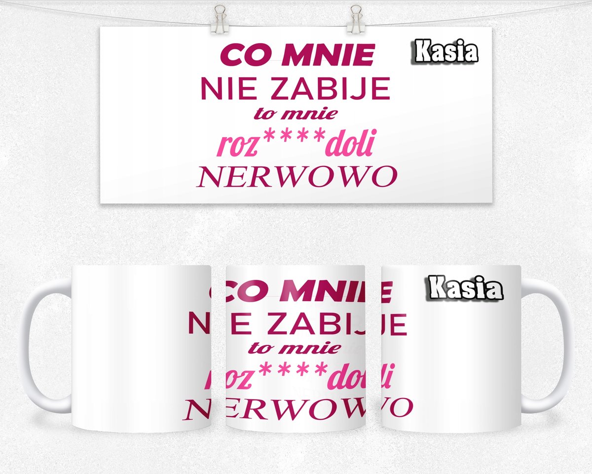 KUBEK PREZENT DLA NIEJ ŚMIESZNY NAPIS+IMIĘ