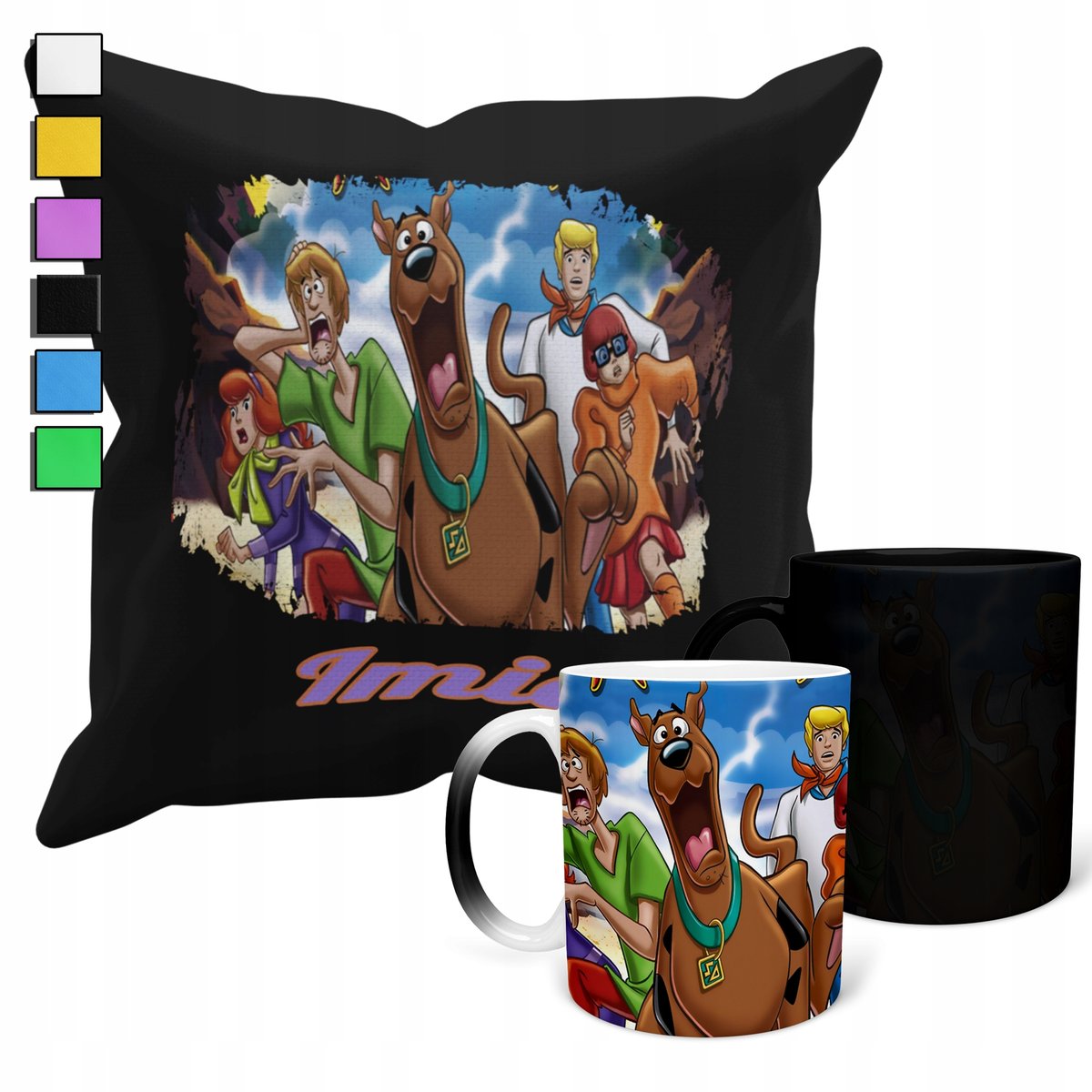 ZESTAW KUBEK MAGICZNY ZMIENIAJĄCY KOLOR + POSZEWKA SCOOBY DOO + IMIĘ