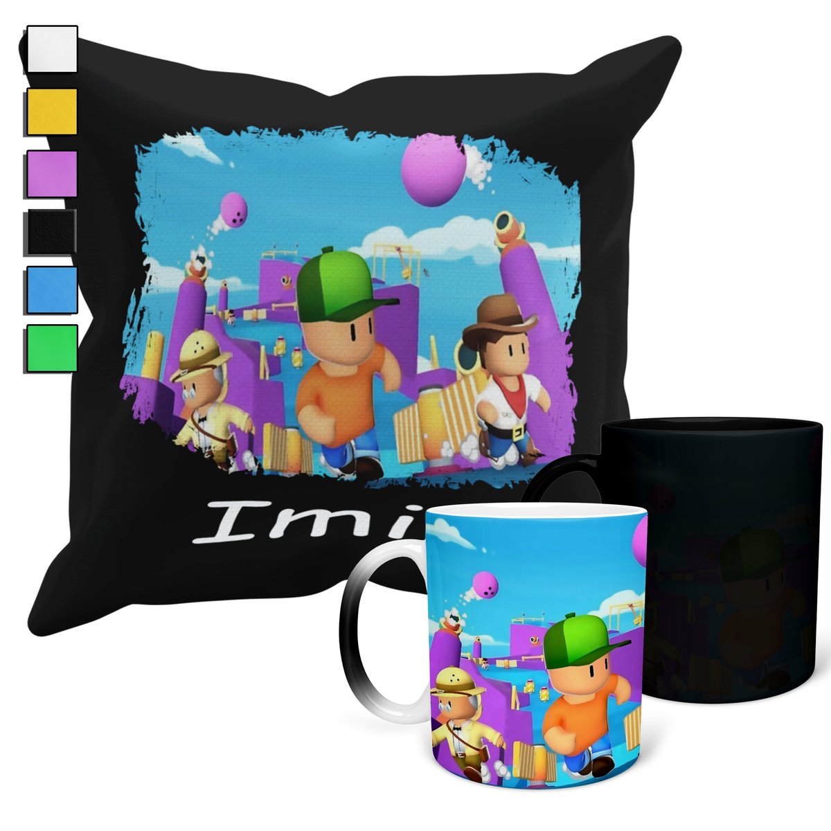 ZESTAW KUBEK MAGICZNY ZMIENIAJĄCY KOLOR +POSZEWKA STAMBEL GAJS PREZENT+IMIĘ