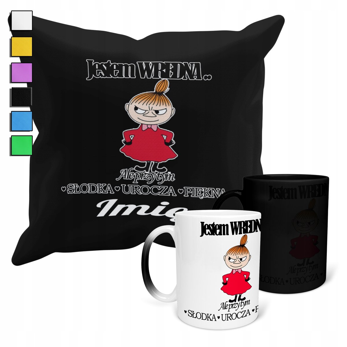 ZESTAW KUBEK MAGICZNY ZMIENIAJĄCY KOLOR + POSZEWKA MAŁA MI PREZENT+IMIĘ