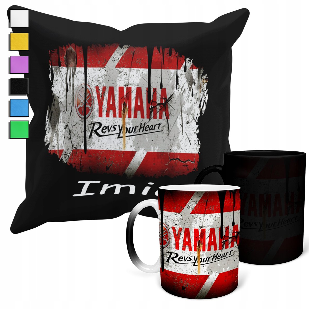 ZESTAW KUBEK MAGICZNY ZMIENIAJĄCY KOLOR + POSZEWKA MOTORY YAMAHA + IMIĘ