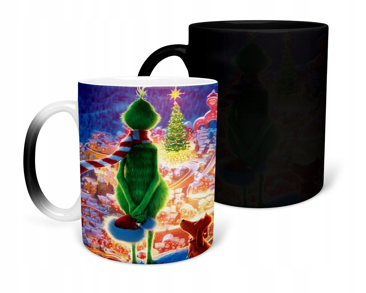 KUBEK MAGICZNY Z NADRUKIEM-PREZENT GRINCH ŚWIĘTA RÓŻNE WZORY DO WYBORU+IMIĘ