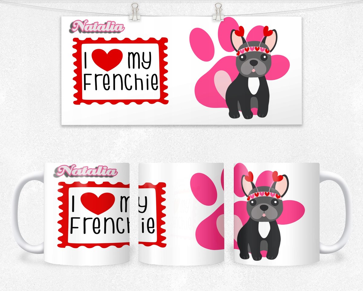 KUBEK Z NADRUKIEM- PREZENT PIES BULDOG +IMIĘ