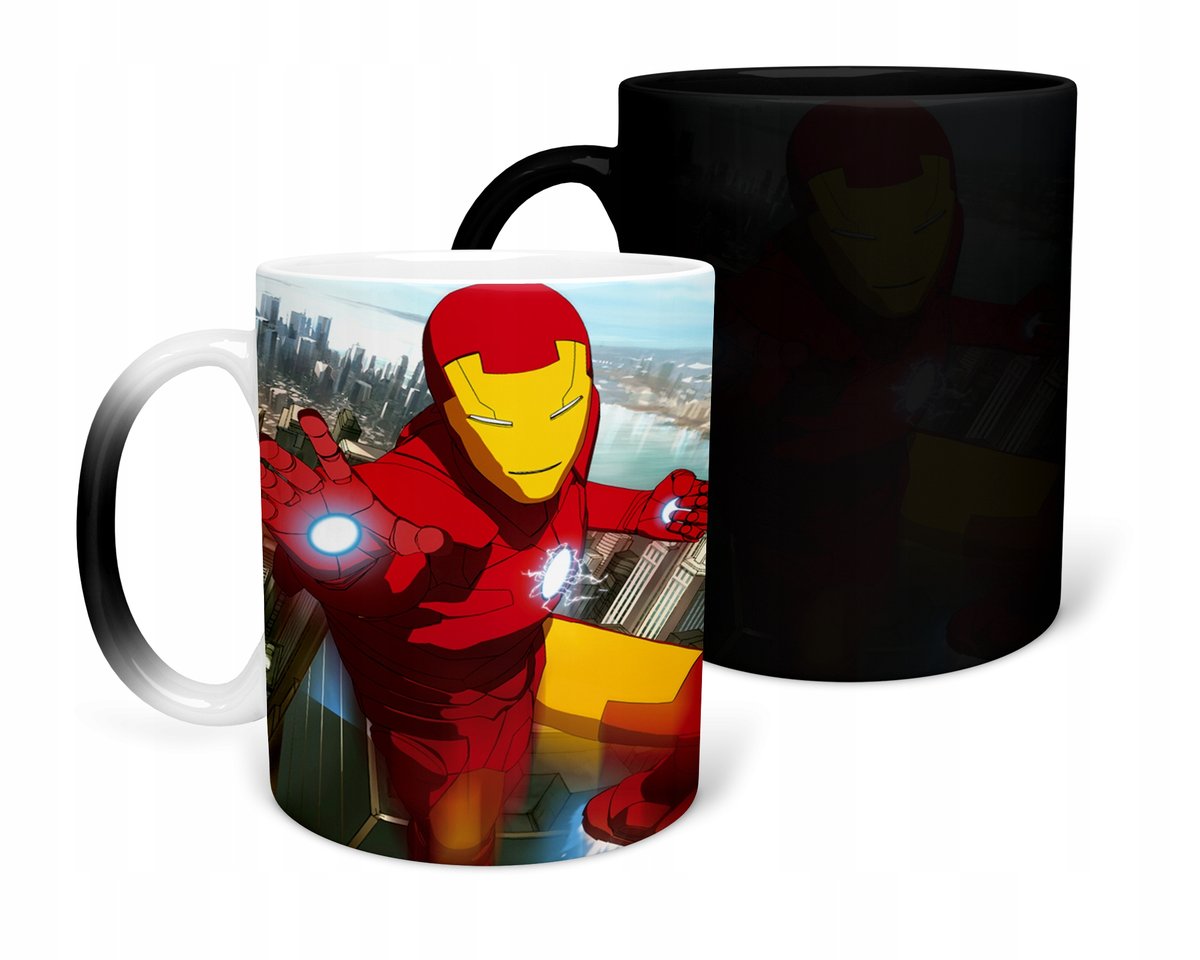 KUBEK MAGICZNY Z NADRUKIEM-PREZENT IRON MAN RÓŻNE WZORY DO WYBORU+IMIĘ