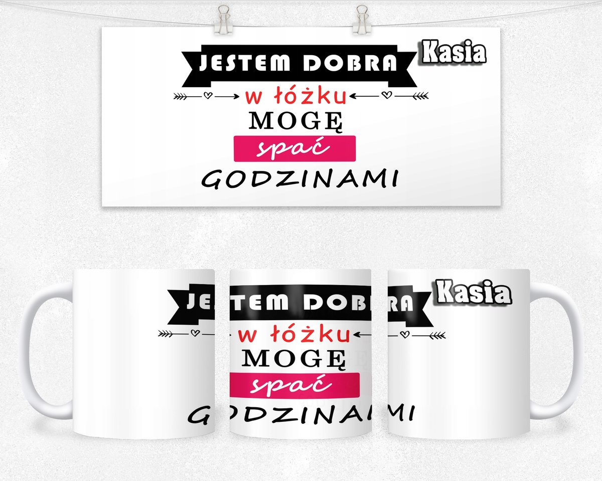 KUBEK PREZENT DLA NIEJ ŚMIESZNY NAPIS+IMIĘ