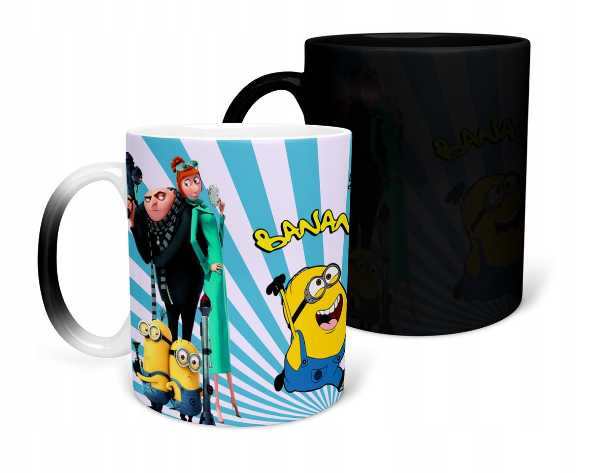 KUBEK MAGICZNY Z NADRUKIEM- PREZENT MINIONKI RÓŻNE WZORY DO WYBORU+ IMIĘ