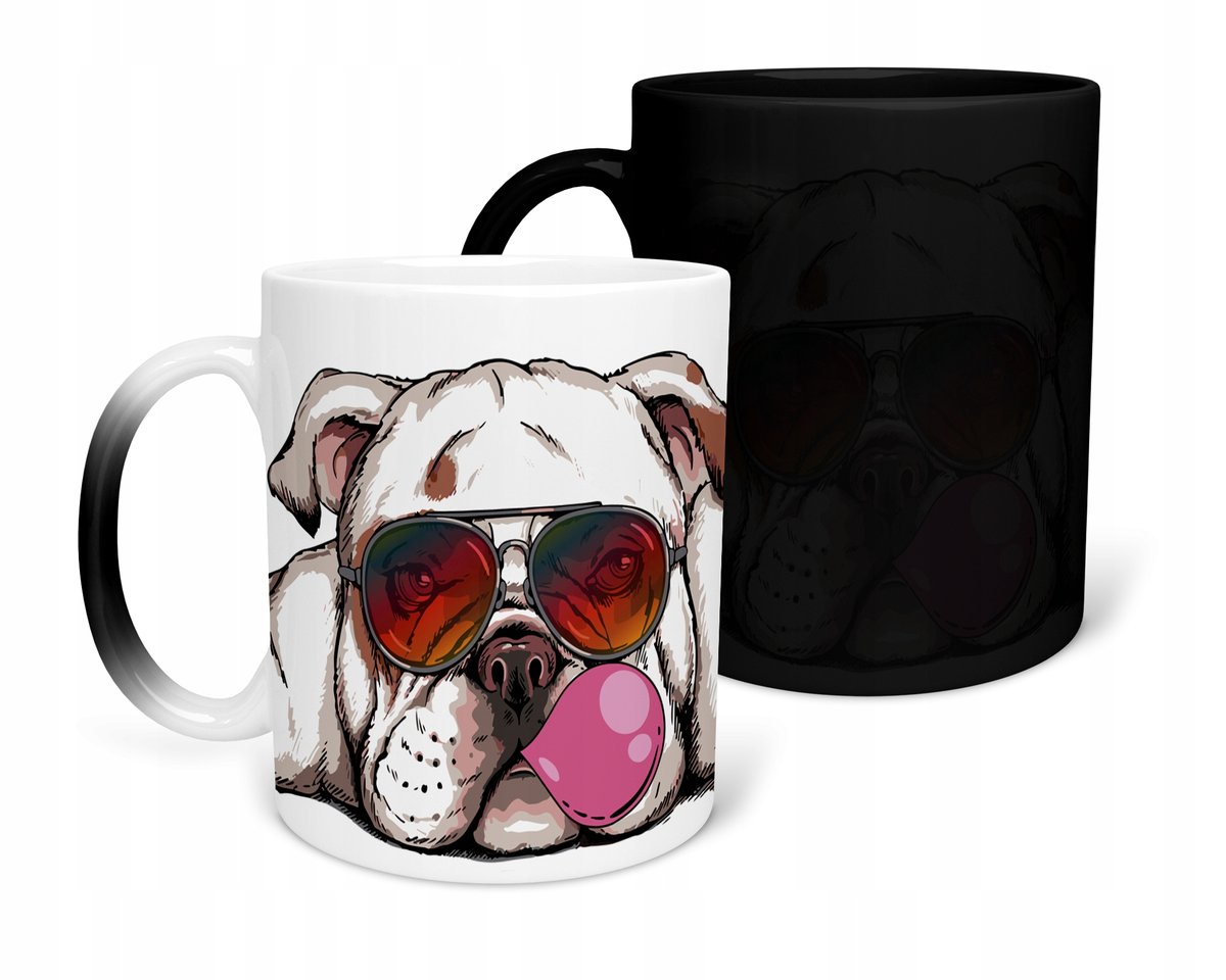 KUBEK MAGICZNY Z NADRUKIEM-PREZENT HOBBY PIESKI RÓŻNE WZORY DO WYBORU+IMIĘ