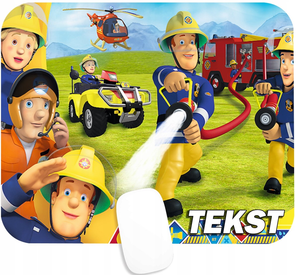 PODKŁADKA POD MYSZKĘ Z NADRUKIEM STRAŻAK SAM PREZENT -TEKST -20X24