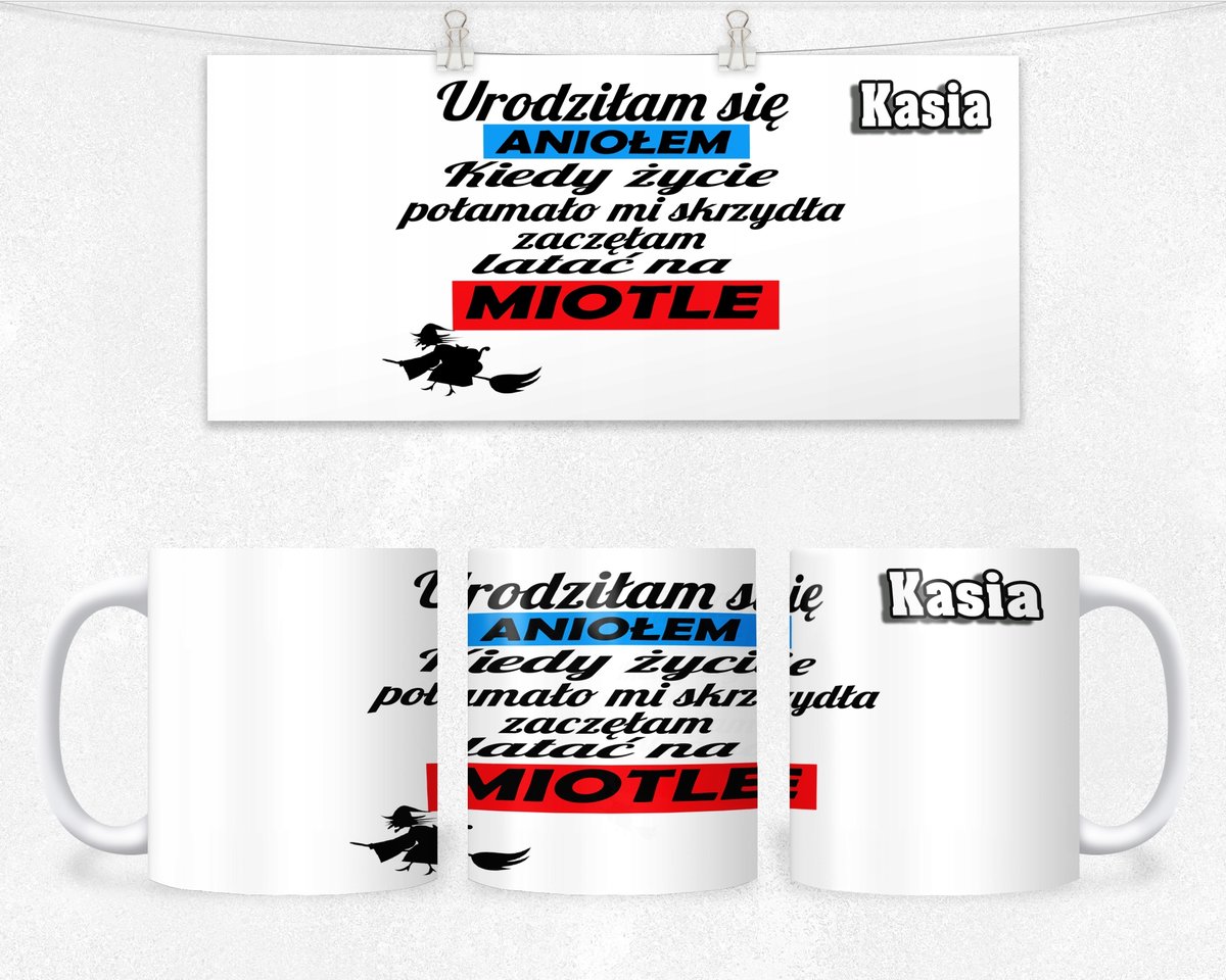 KUBEK PREZENT DLA NIEJ ŚMIESZNY NAPIS+IMIĘ