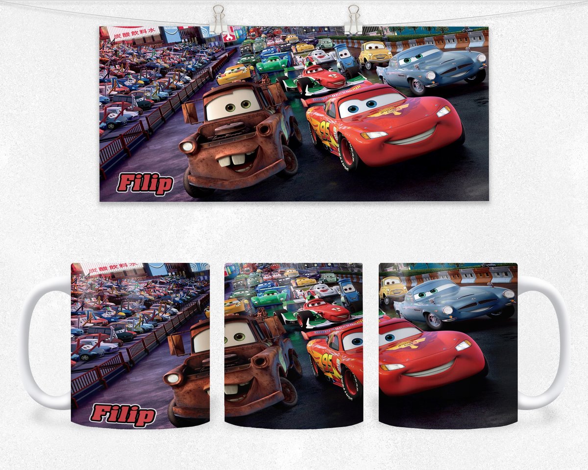 KUBEK Z NADRUKIEM- ZYGZAK MCQUEEN AUTA +IMIĘ