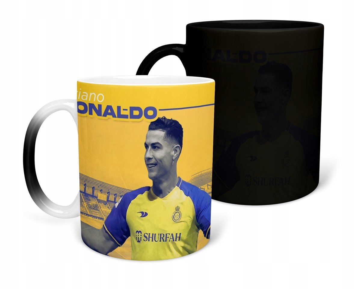 KUBEK MAGICZNY Z NADRUKIEM-PREZENT RONALDO NASSR RÓŻNE WZORY DO WYBORU+IMIĘ
