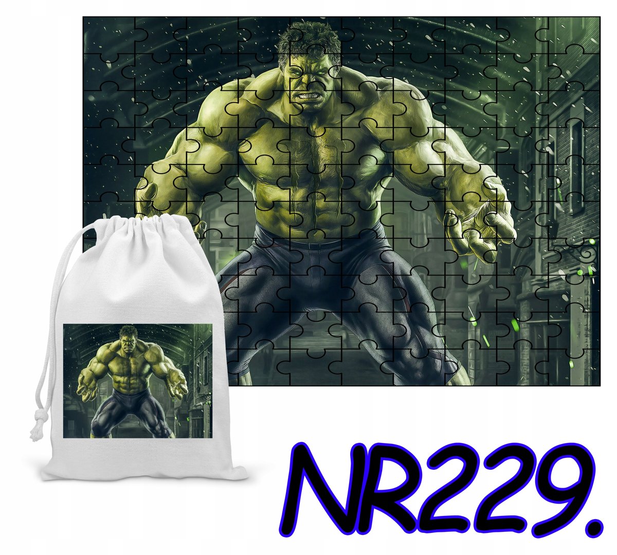 PUZZLE 192 EL. UKŁADANKA PREZENT HULK AVENGERS+ WORECZEK Z NADRUKIEM