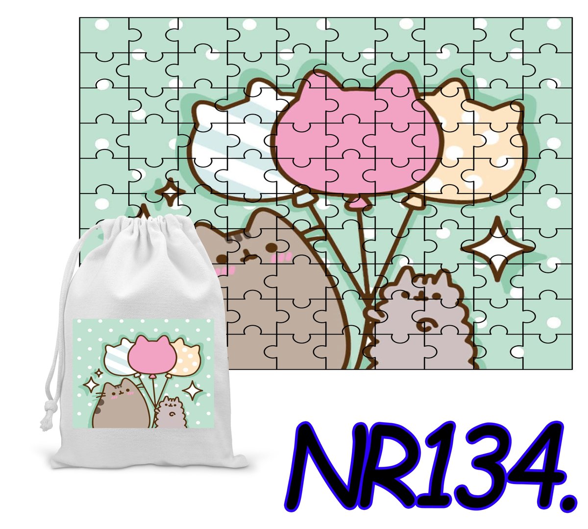 PUZZLE 70 EL. UKŁADANKA PREZENT SŁODKI KOTEK KICIA+ WORECZEK Z NADRUKIEM