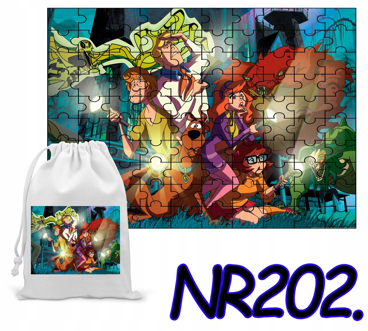 PUZZLE 120 EL. UKŁADANKA PREZENT SCOOBY DOO + WORECZEK Z NADRUKIEM