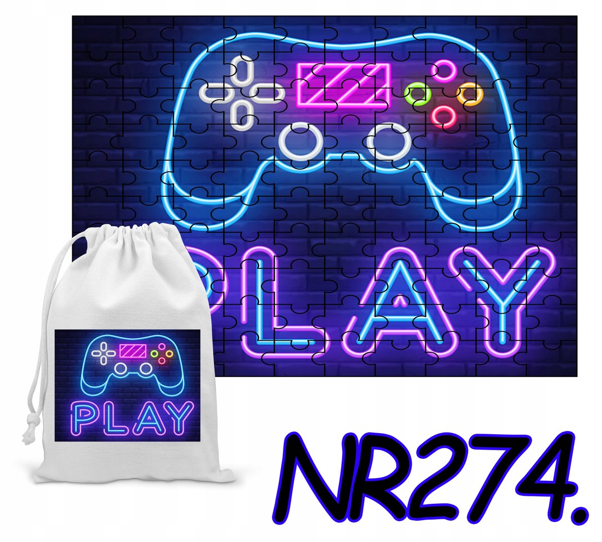 PUZZLE 96 EL. UKŁADANKA DLA DZIECI PLAYSTATION GRY + WORECZEK Z NADRUKIEM