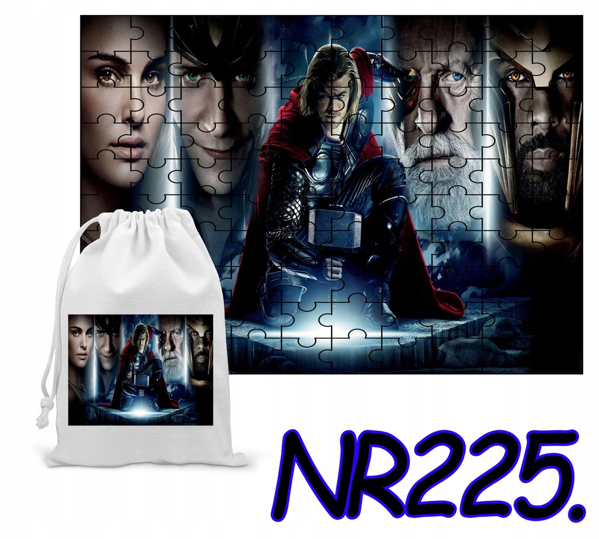 PUZZLE 70 EL. UKŁADANKA PREZENT THOR AVENGERS + WORECZEK Z NADRUKIEM