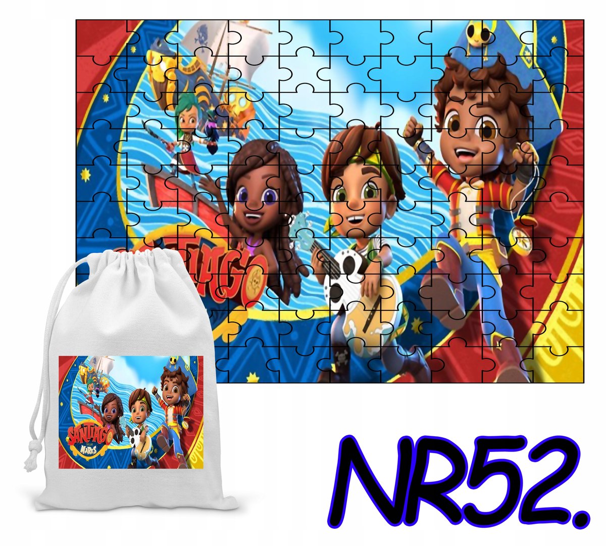 PUZZLE 70 EL. UKŁADANKA PREZENT PIRAT SANTIAGO + WORECZEK Z NADRUKIEM