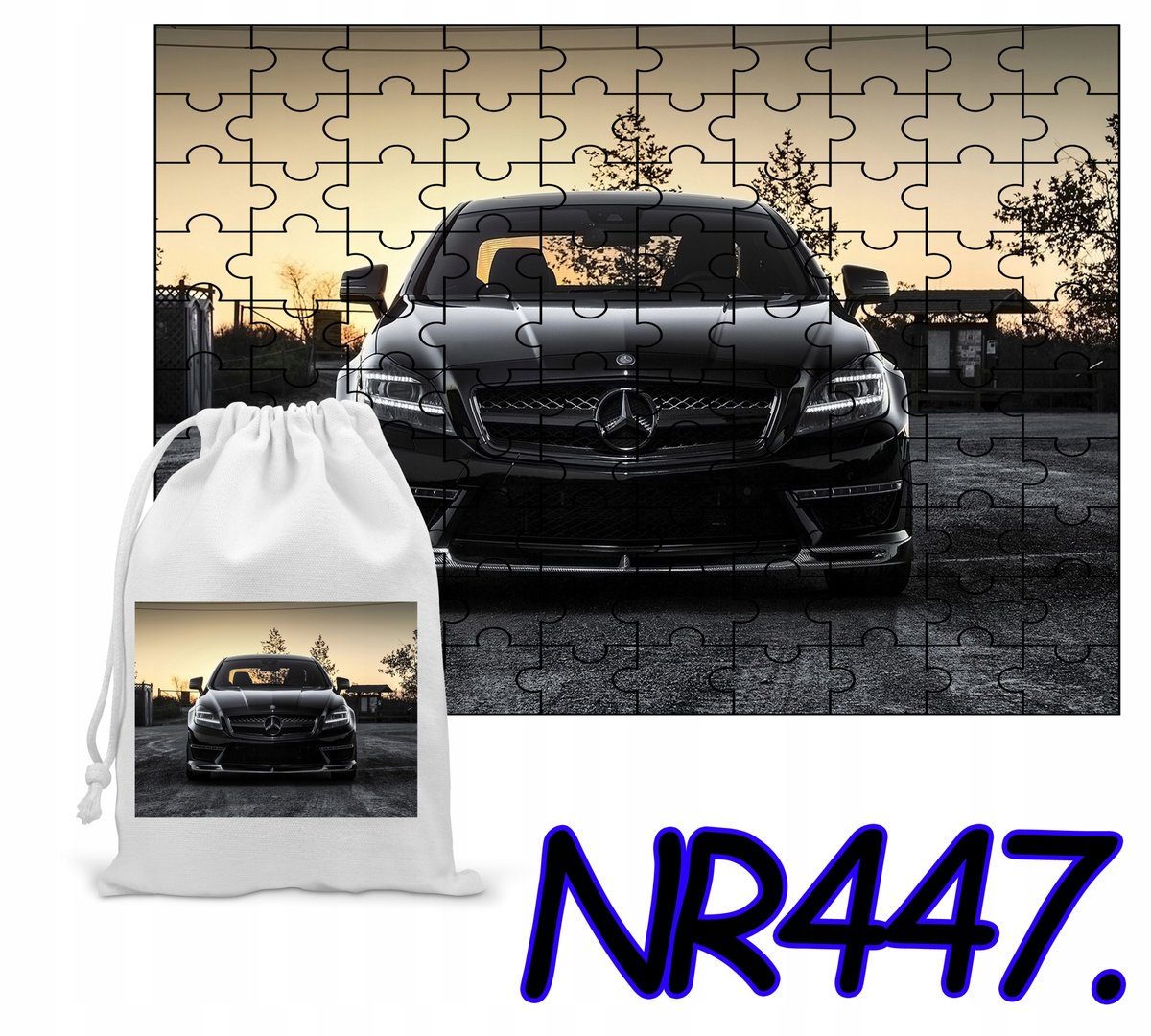 PUZZLE 110 EL. UKŁADANKA MOTORYZACJA MERCEDES AUTA + WORECZEK Z NADRUKIEM