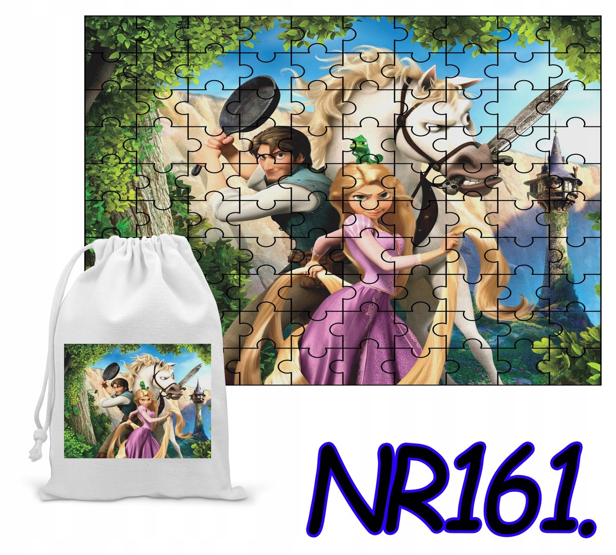 PUZZLE 120 EL. UKŁADANKA PREZENT KSIĘŻNICZKI BAJKI + WORECZEK Z NADRUKIEM