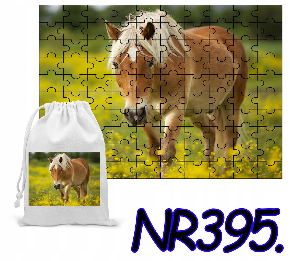 PUZZLE 192 EL. UKŁADANKA DLA DZIECI KONIE KUCYKI + WORECZEK Z NADRUKIEM