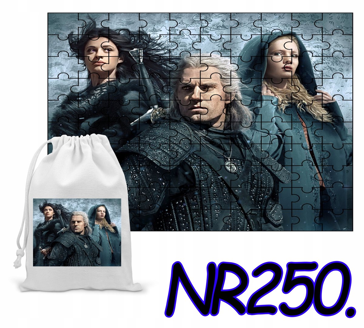 PUZZLE 96 EL. UKŁADANKA PREZENT WITCHER SERIALE + WORECZEK Z NADRUKIEM