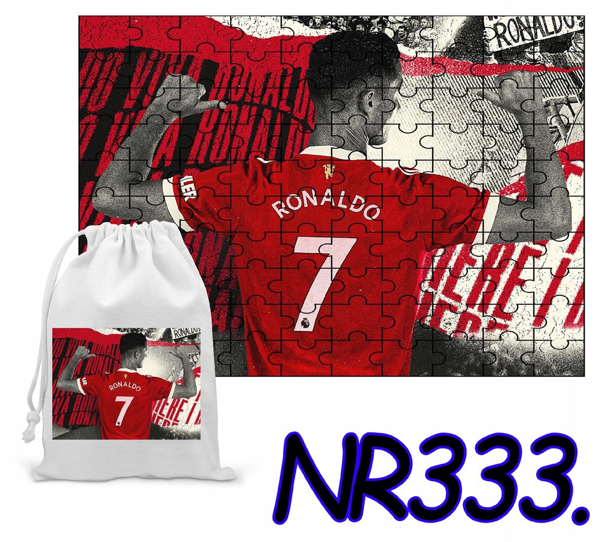 PUZZLE 110 EL.UKŁADANKA PREZENT PIŁKA CR7 RONALDO +WORECZEK Z NADRUKIEM