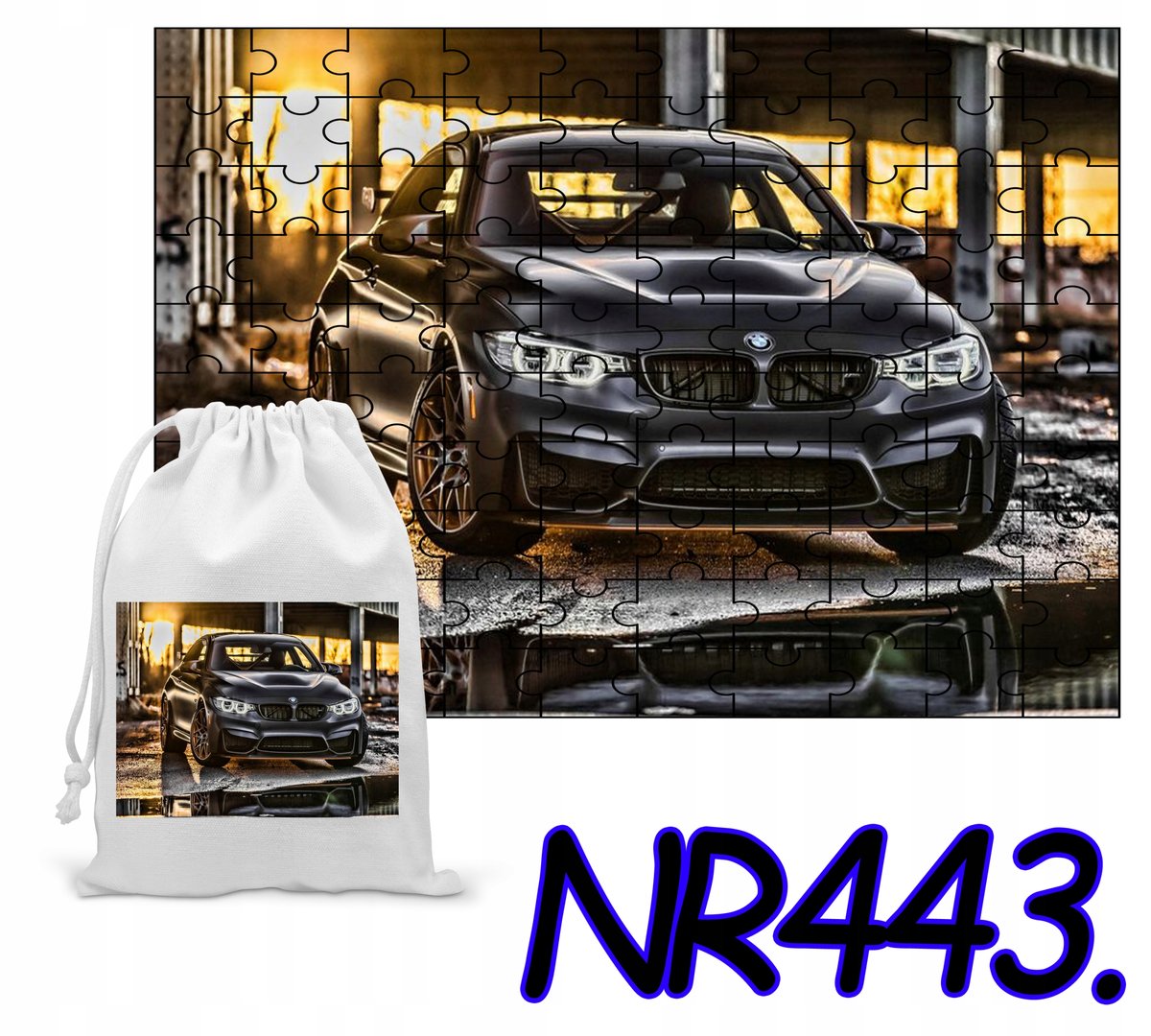 PUZZLE 110 EL. - UKŁADANKA PREZENT SAMOCHODY BMW AUDI +WORECZEK Z NADRUKIEM