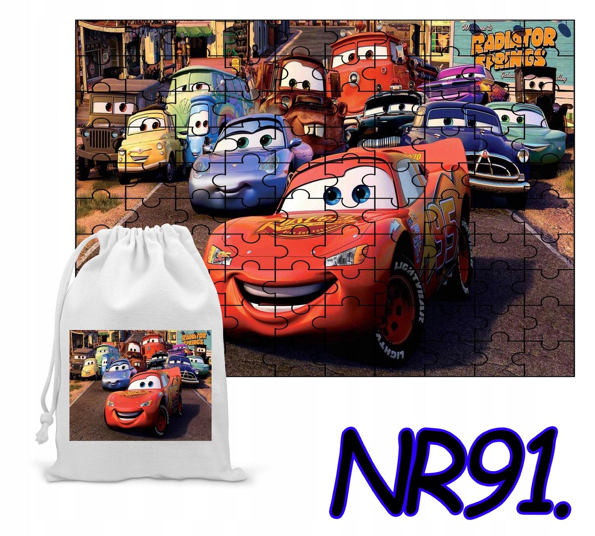 PUZZLE 110 EL. UKŁADANKA PREZENT CZERWONE AUTKO + WORECZEK Z NADRUKIEM