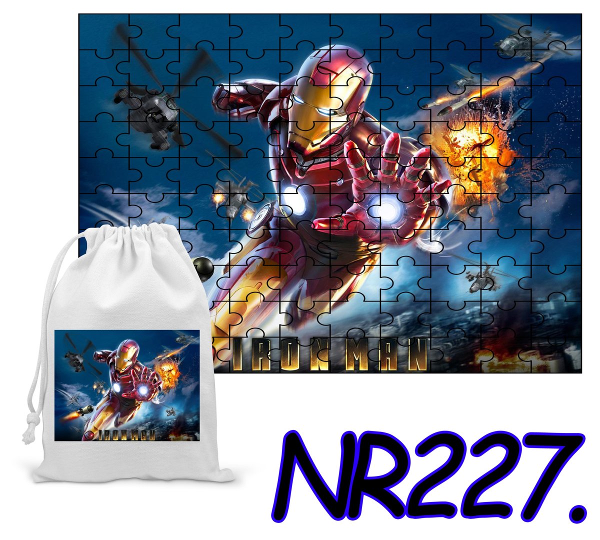 PUZZLE 70 EL. UKŁADANKA PREZENT IRON MAN AVENGERS + WORECZEK Z NADRUKIEM