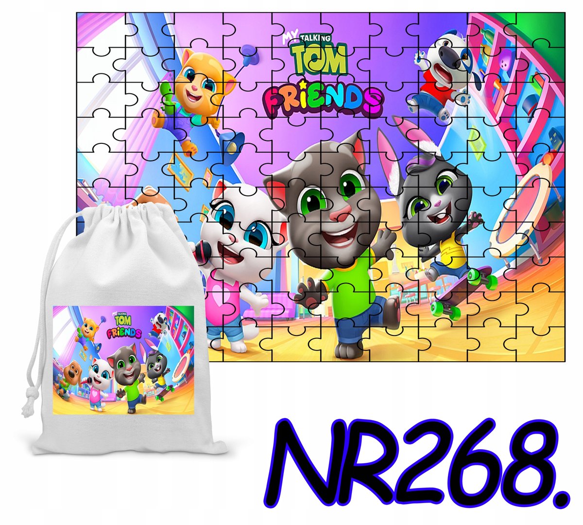 PUZZLE 70 EL. UKŁADANKA DLA DZIECI MY TALKING TOM GRY +WORECZEK Z NADRUKIEM