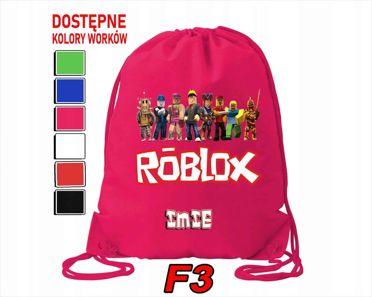 WOREK SZKOLNY NA WF TRENING SPORTOWY Z NADRUKIEM ROBLOX - IMIĘ