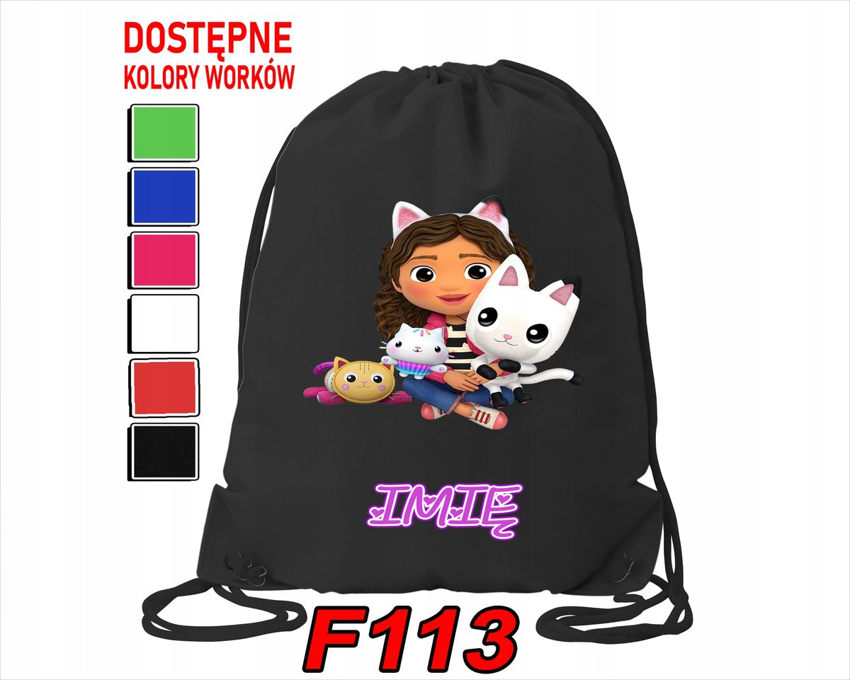 WOREK SZKOLNY NA WF SPORTOWY GABI, GAZU PIESKI, MAŁY ANIOŁEK - IMIĘ