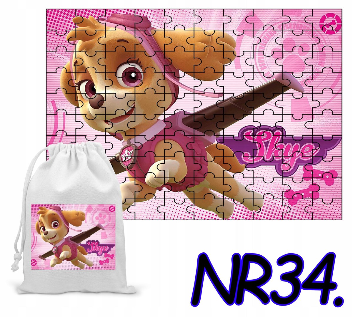 PUZZLE UKŁADANKA PREZENT 24 EL. PSI PATROL PIESKI SKYE+WORECZEK Z NADRUKIEM