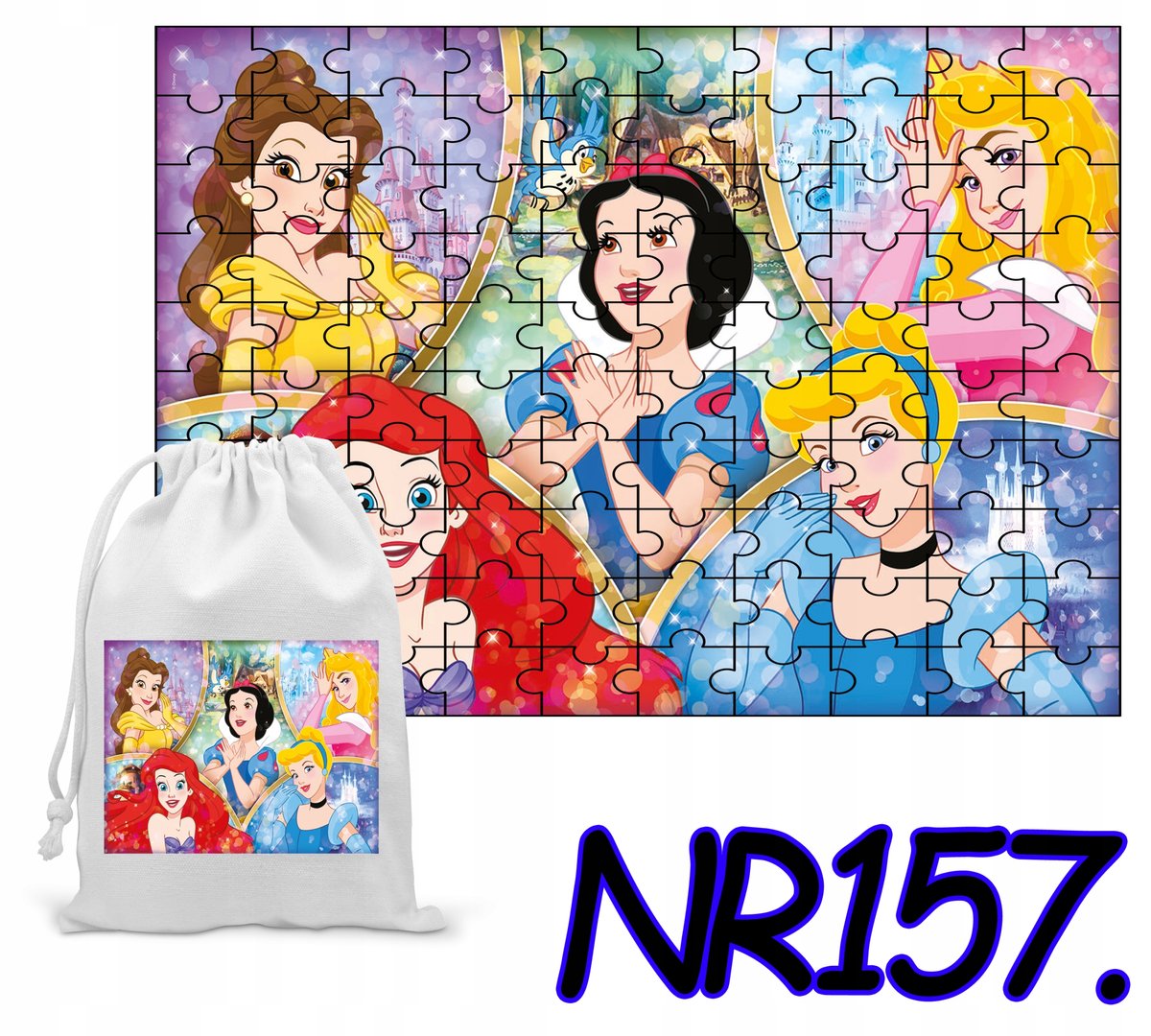 PUZZLE 24 EL.UKŁADANKA PREZENT KSIĘŻNICZKI BAJKI + WORECZEK Z NADRUKIEM