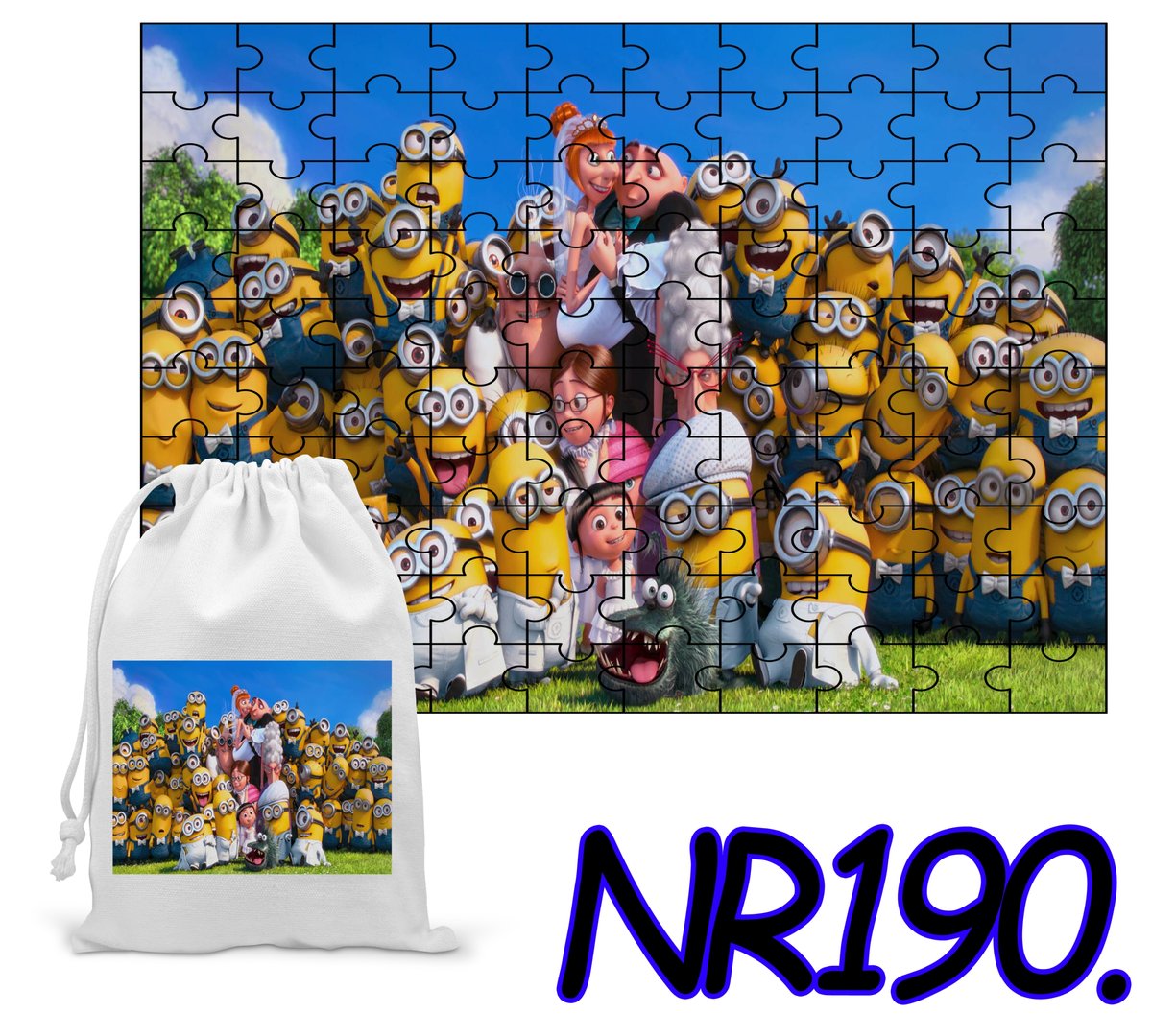 PUZZLE 252 EL. UKŁADANKA PREZENT MINIONKI BAJKI + WORECZEK Z NADRUKIEM